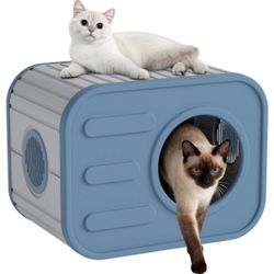 Indoor Camera Cat Bed Blue Compact Cute Shatter Resistant Spacious Comfort No Tools Installation