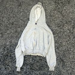 Cropped grey zip up hoodie