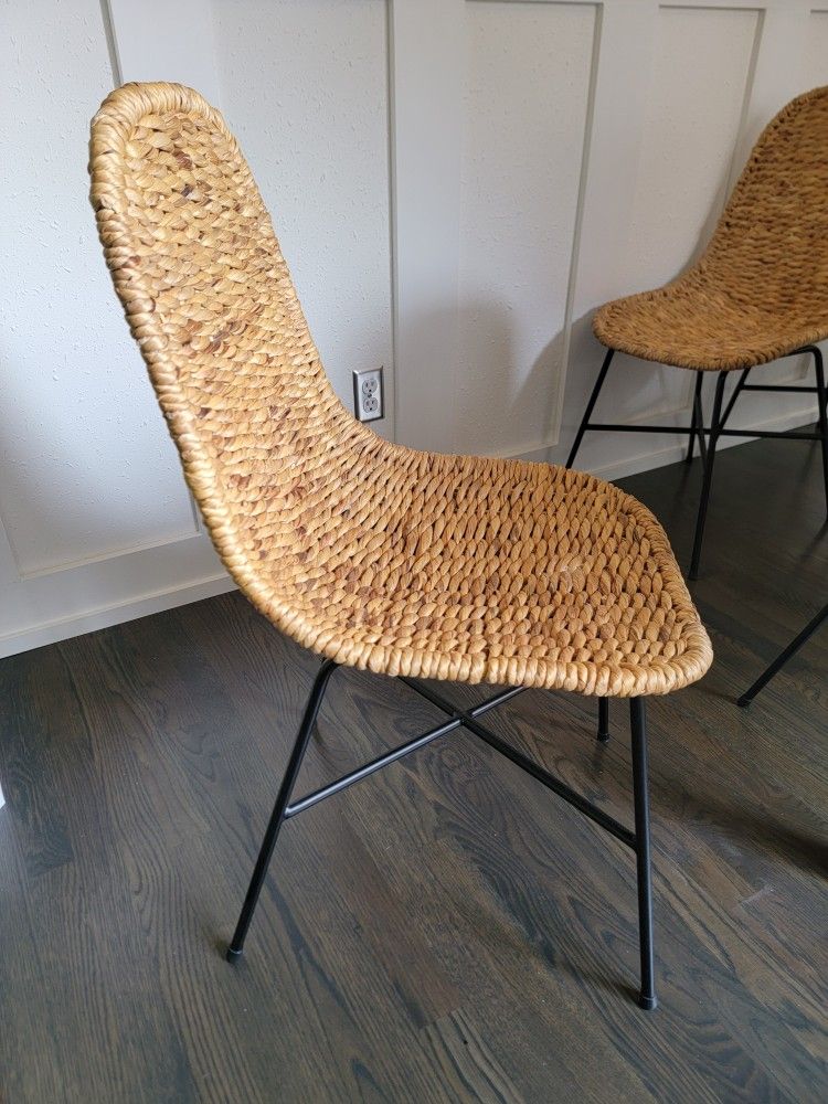 Set of 4 Threshold Bretton Woven Dining Chair with Metal Legs