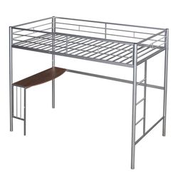 Twin size Metal Loft Bed with Desk & Ladder – Great Condition