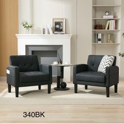 Black Faux Leather Accent Chair Set Of 2