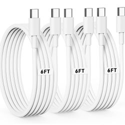 USB-C to USB-C Cable 6ft 3-Pack, 60W Fast Charging Cable for iPhone 15 Pro Max Charger Cable, Compatible with iPad Mini 6/Pro 2021, iPad Air 4, MacBoo