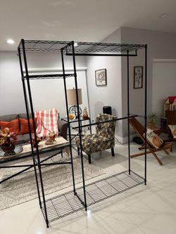 black metal clothing rack