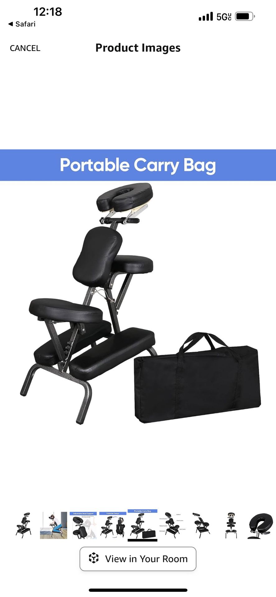 Portable Tattoo Salon Spa Chair Black Folding PU Leather Pad Travel Massage Seat