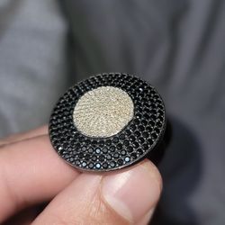 Vintage Genuine Diamond & Lab-made Black Diamond Silver Ring