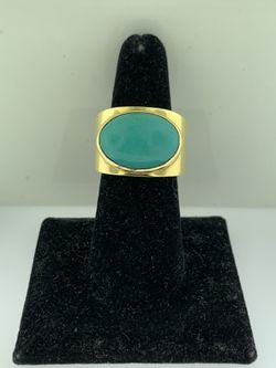 TAMBETTI ~ ITALY STUNNING MODERN 18K YELLOW GOLD RING~NATURAL TURQUOISE 15 CTS.
