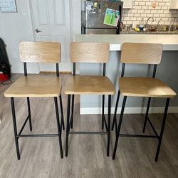 Wood & Steel Bar Stool