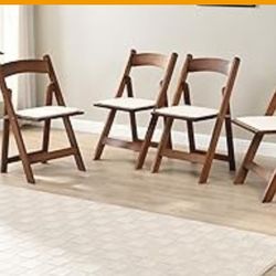 Foldable Wood Chair With Upholstered Seat. 4 Chairs 