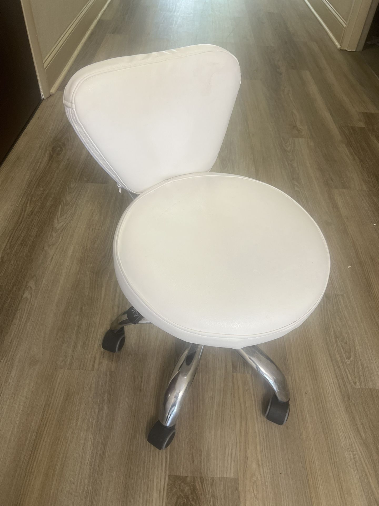 White Leather Swivel Low Chair