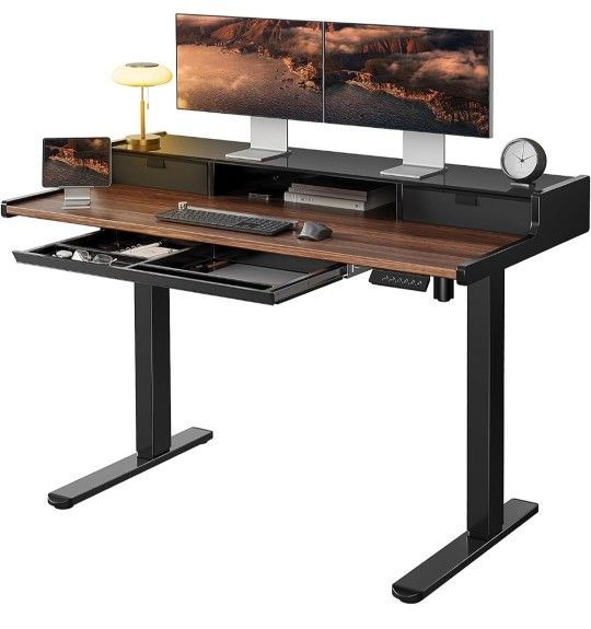 Marsail Electric Standing Desk with Drawers, 48 x 24 Inch 