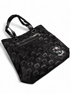 Y2K Betty Boop Ooh La La Bag Black Monogram Reflective Tote Bag Mallgoth Grunge Emo 2000s 🖤💋 Iconic 2000s Betty Boop tote! Black nylon with all-ove
