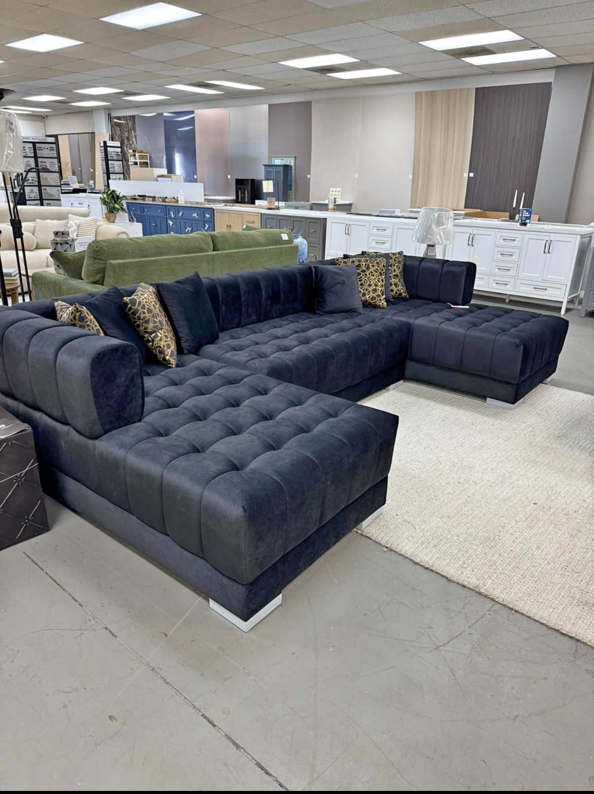 Fabric Double Chaise Modern Sectional