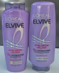 L'Oreal Paris Elvive Hyaluron Plump Hydrating Shampoo & Conditioner with Hyaluronic Acid, 12.6 fl oz