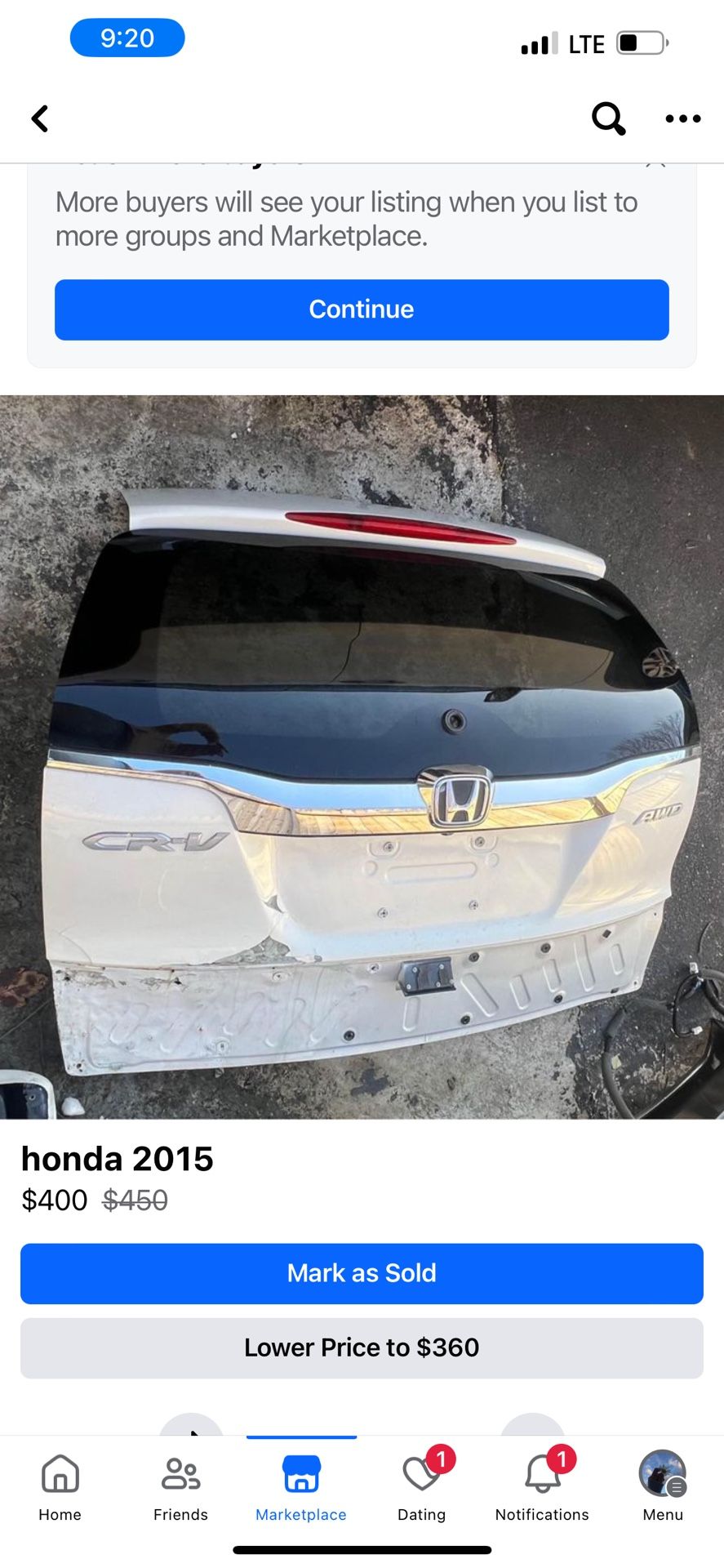 Honda Rear Door 2015