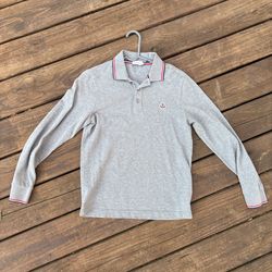 Grey Moncler Long Sleeve Polo