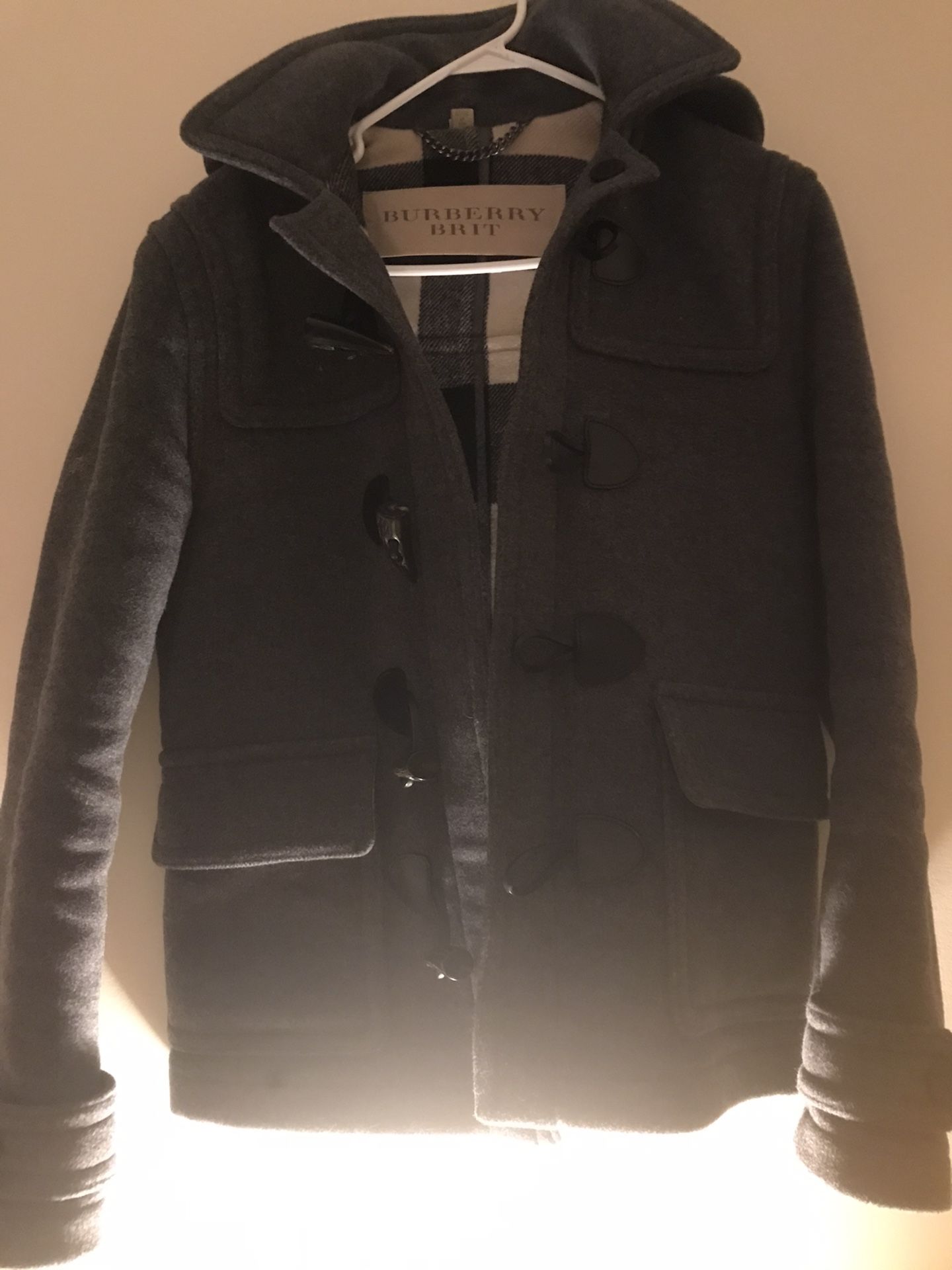 Burberry Grey Wool Coat size: xs
