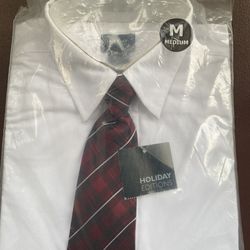 Boys  White Dress Shirt And Tie Medium.