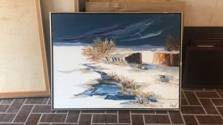 Set of 9 wall paintings with frames.