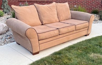 Koehler 97” Three-Seat Sofa Latte Herringbone Couch