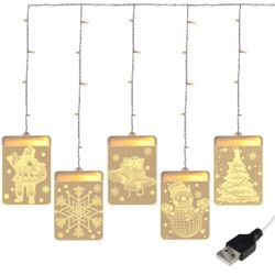 Christmas Lights 5pcs 6.3 Inch Rectangular LED Light String Fairy Lighting for Outdoor, Indoor