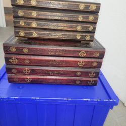 2 Keepsake/Jewelry/Storage Boxes Painted To Look Like A Stack Of Books Locking With Handels