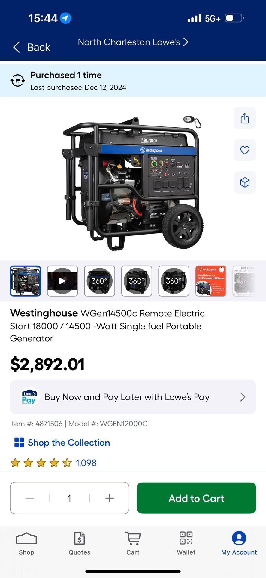 Brand New Generator Never Used It Purchased Last December