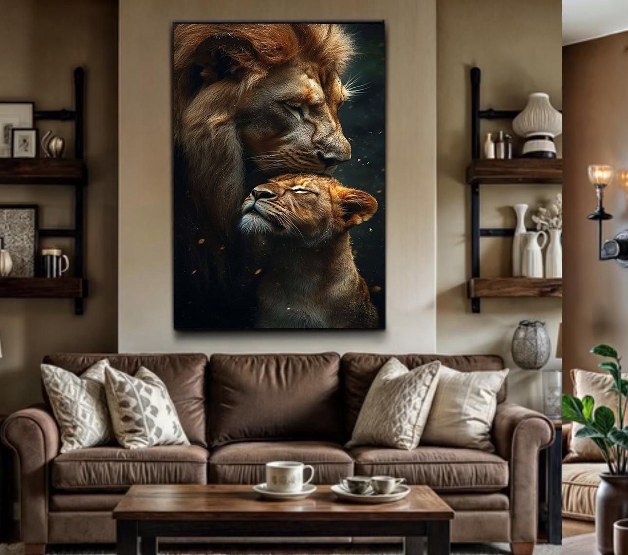 Lion Couple Canvas Art