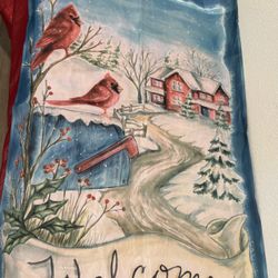 Country Farmhouse Christmas Winter Welcome Flag - Home Decor - Simi Valley