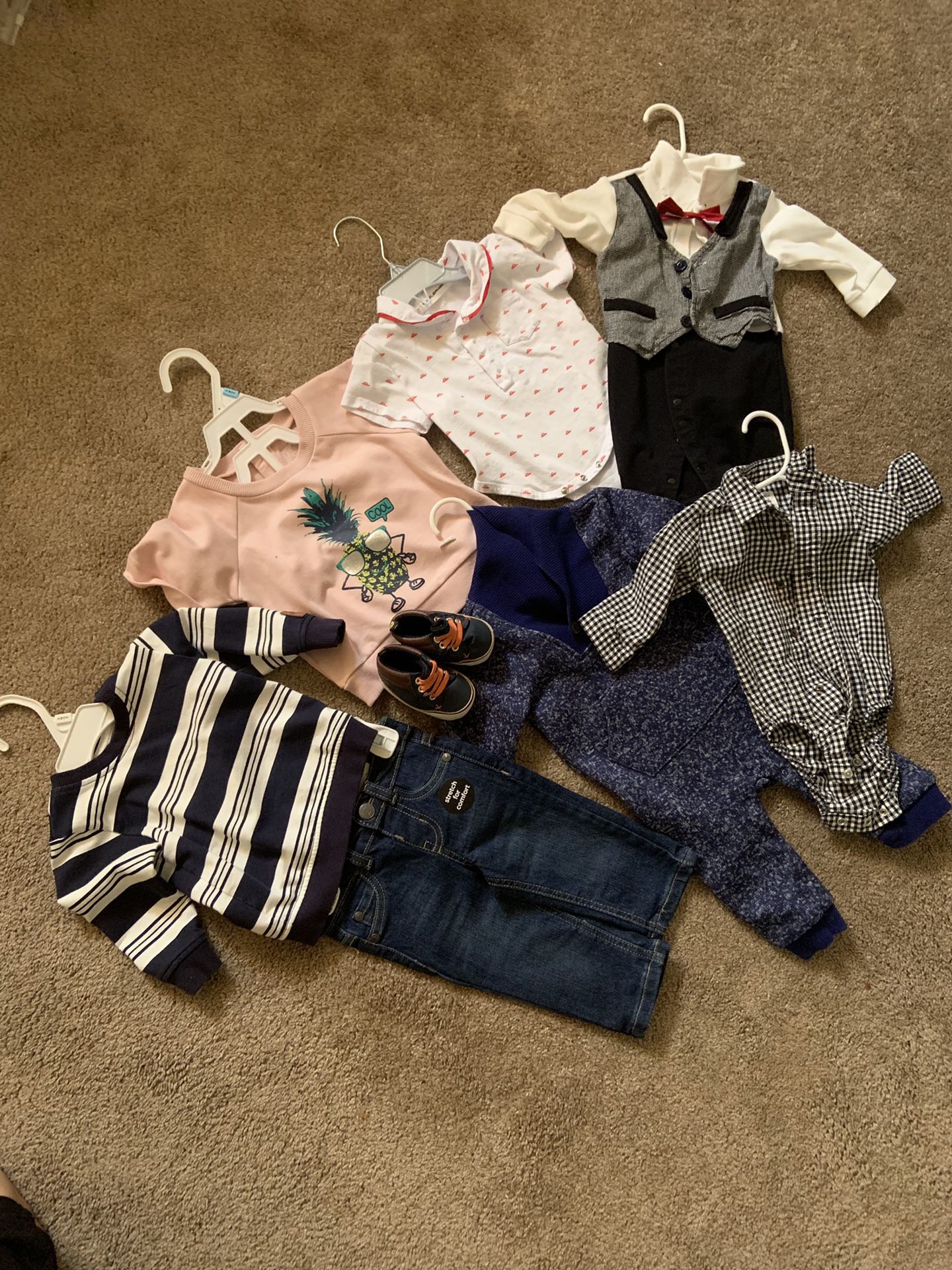 6 Month baby clothes ,All of this for $10, dressy, some are with new tags , good condition