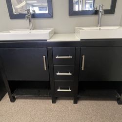 New 60” Bathroom Vanity-his And Her Sink