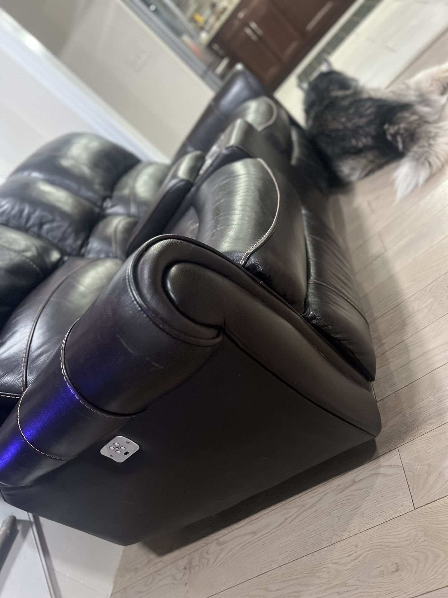 Leather Electric Recliner With Center Console