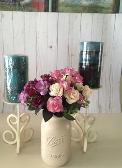 Mason vase and candle holders