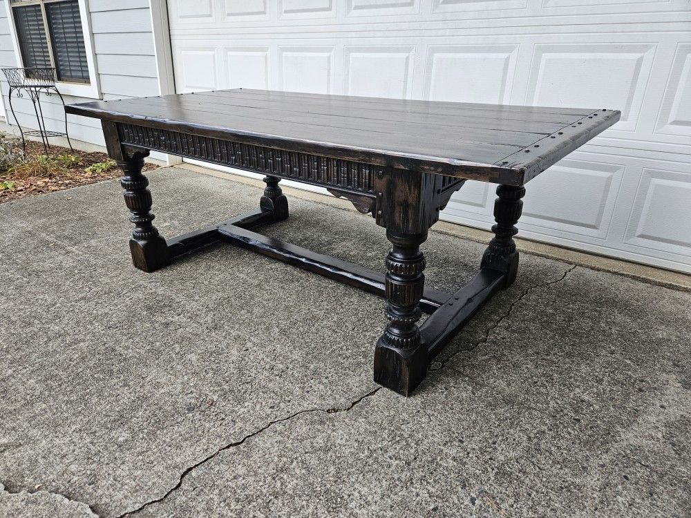 Spanish Style Solid Wood Dining Table – 7ft Long Rustic