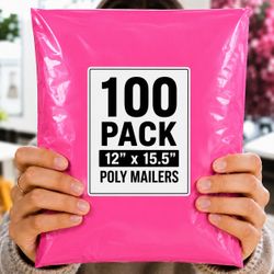 POLY MAILERS 100 PACK 12” x 15.5” SHIPPING BAGS SELF SEAL MAILERS