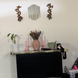 Vintage Black & Gold Lacquered credenza / Entry Way Table