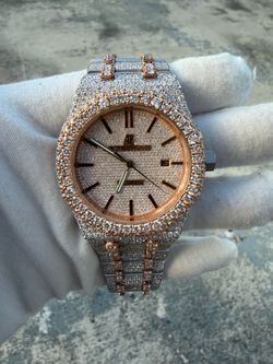 Luxury AP-style 42mm diamond and moissanite watch