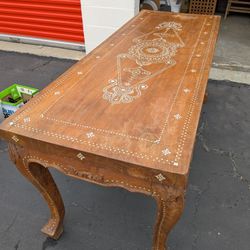Solid Teak Balinese Mother Of Pearl Table