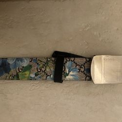 Gucci Bloom Blue Flower Patterned belt, Gucci Silver Clasp