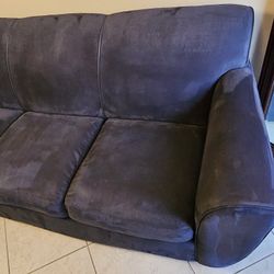 Velvet Blue Suede Sofa 3 Seat