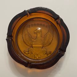 Vintage Amber Glass Eagle Ashtray