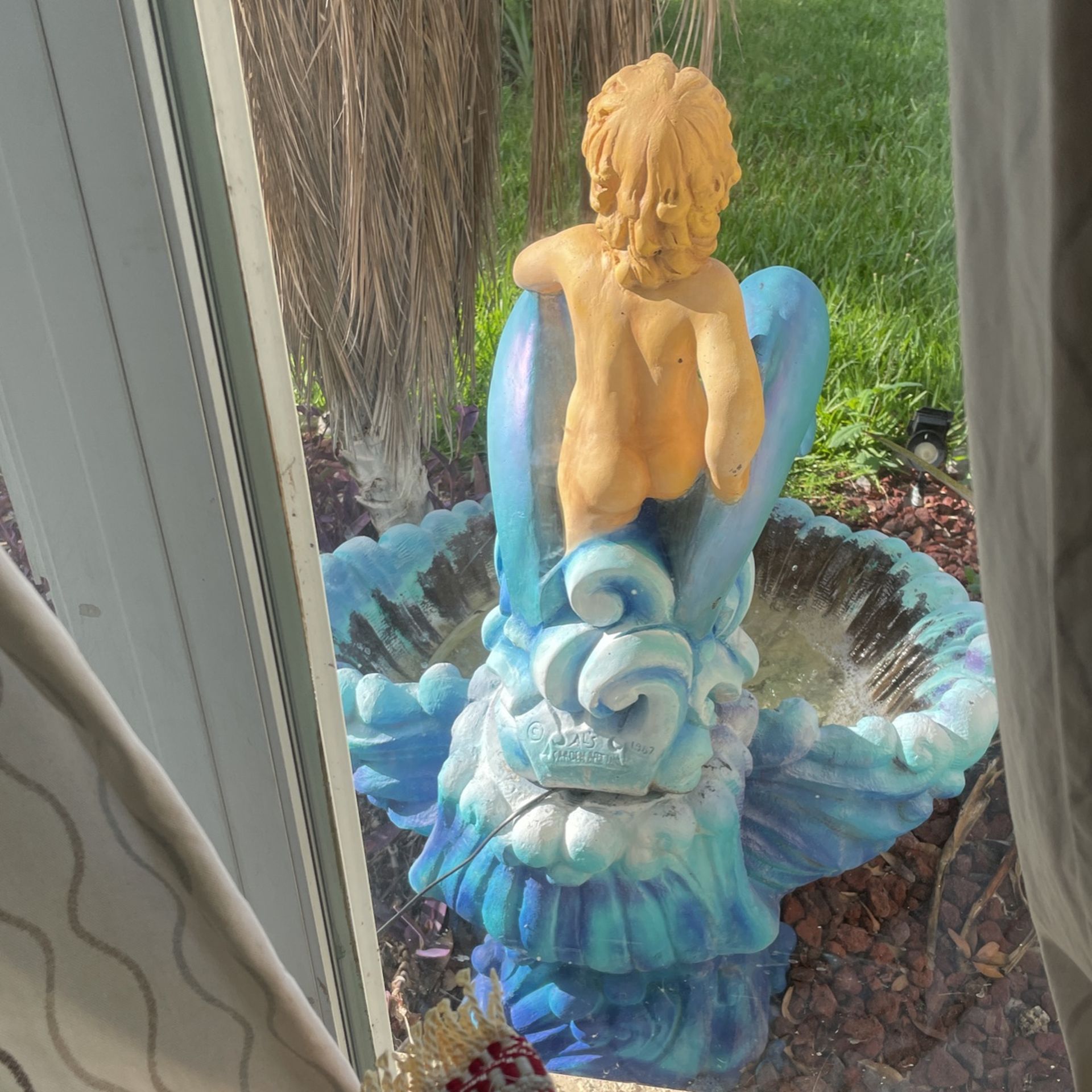 Porcelain Water Fountain  Angel Boy With Dolphins 