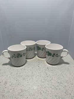 Set of 4 VTG Corningware Callaway Ivy Swirl Coffee/ Tea Cups/Mugs Set Of 4 Made In USA