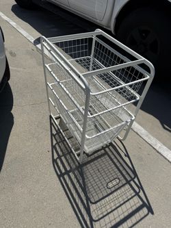 White Metal Wire 3-Tier Storage Cart