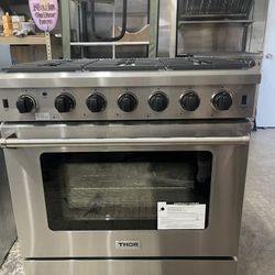 Thor 36” Gas Pro Range Stainless Steel Free 