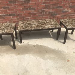Faux Marble IKEA Brand Coffee Table With Matching End Tables