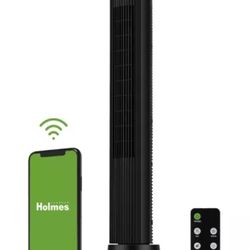 Tower Fan with Remote Control - Holmes 40" Wi-Fi Smart Connect Digital Oscillating 3 Speed -  Black