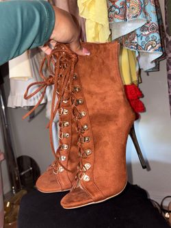 Peep Toe lace up boots