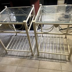 2 side tables Glass top matching