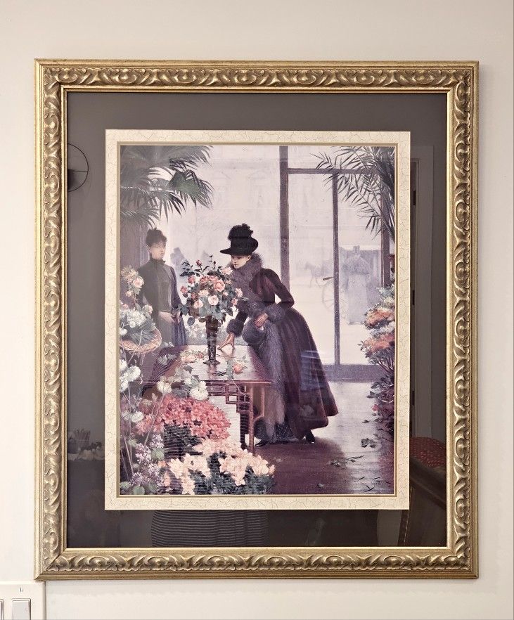 "Lady and Flowers" Framed Art