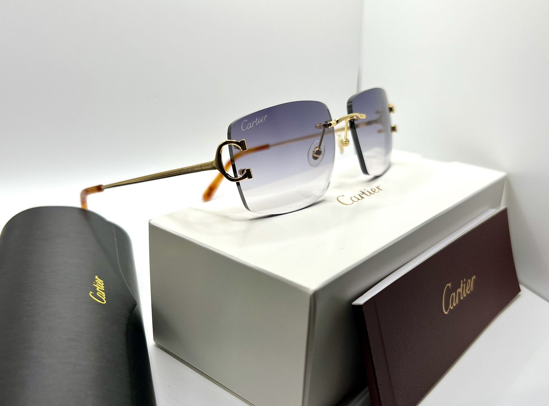 Cartier Big C 24K Gold/Grey Wires Buffs Glasses PRICE FIRM